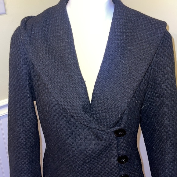 J. Jill Ladies Black Wool Coat. Small. Weave pattern. Single Breasted. - Picture 2 of 8